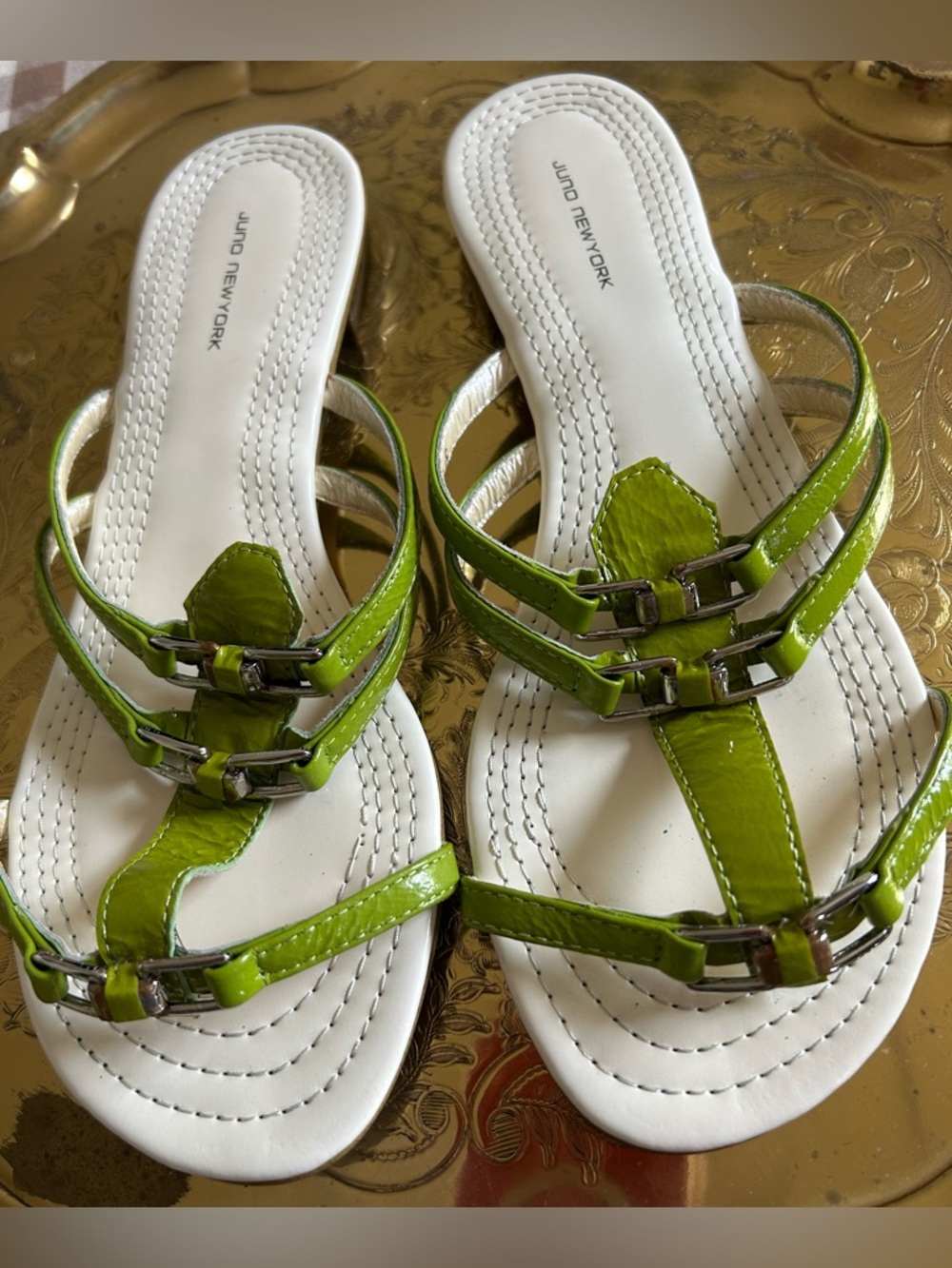Lime Green Strappy Slide Sandals
